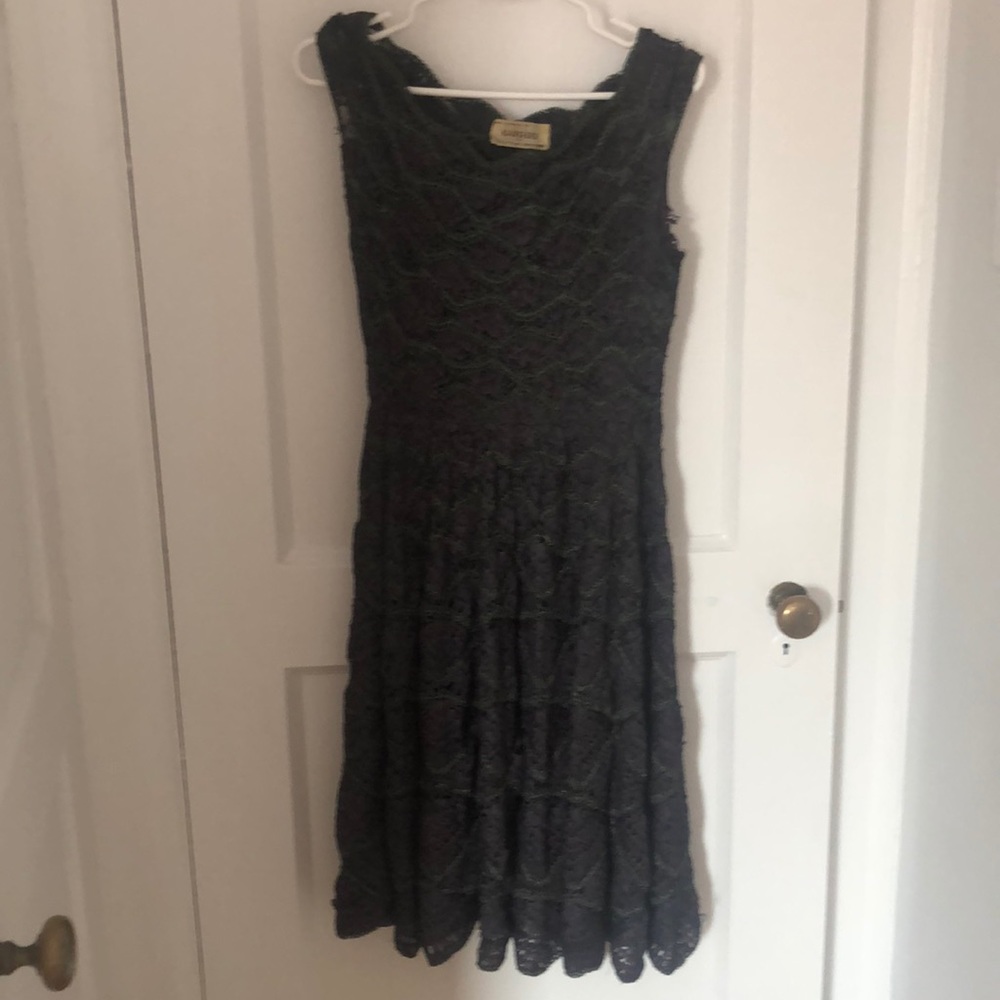 Vintage purple dress with green stripes